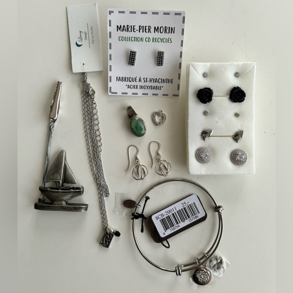 Set of Fashion and 925 Silver Jewelry, Earrings, Bracelet, Necklace, Pendants